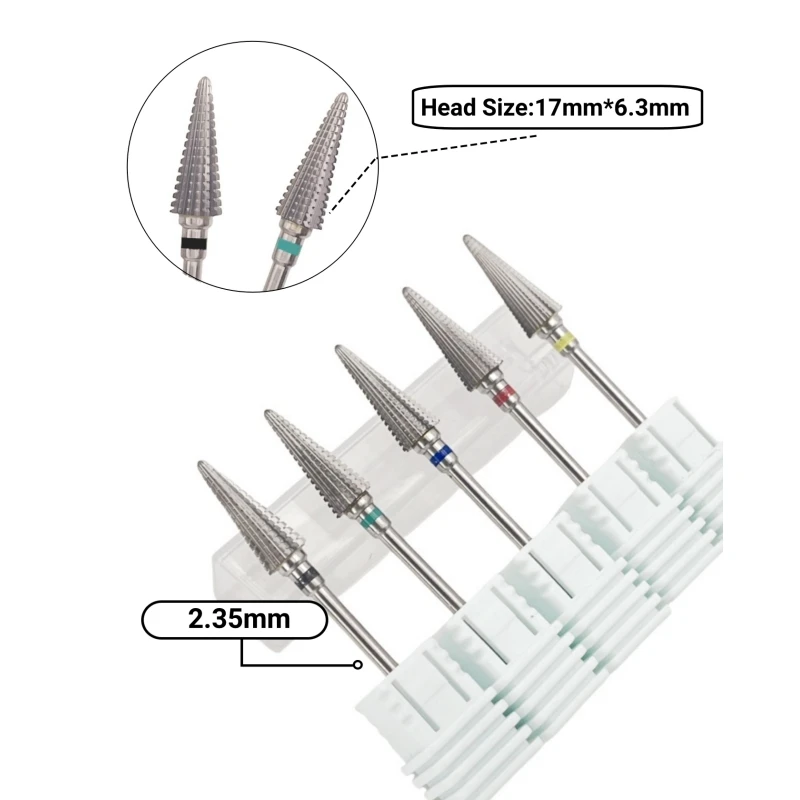 Pro Cone Carbide Cuticle Clean Nail Bit Nail Tungsten Drill Bit Electric Grinding Burr Manicure Drills Nails Accessory 1Pcs 17mm