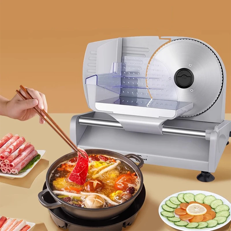 Meat Slicer, Electric Deli Food Slicer w/ Removable Stainless Steel Blades, Adjustable Thickness Meat Slicer for Home Use 3