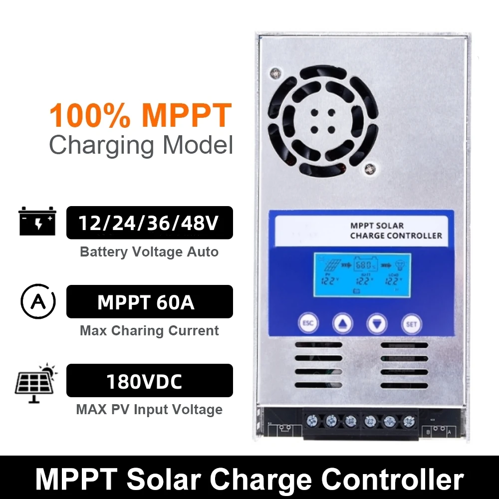 

MPPT Solar Charge Controller 12V 24V 36V 48V 60A Solar Charging Regulator For Lithium/Lead Acid/Sealed/Flooed/Gel Batteries