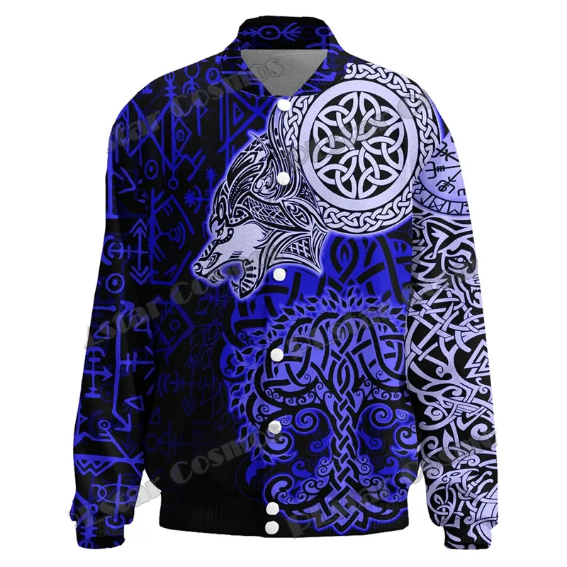

Fashion Men's Wild Wolf Tattoo 3D Printed Baseball School Team Jacket New Unisex Casual Winter Baseball Jacket