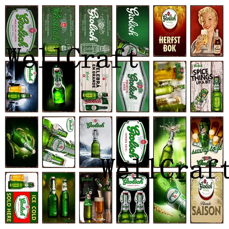 [WellCraft] Grolsch металлический жестяной знак, винтажный Настенный декор WX-51-1