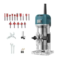 Compact Wood Router Tool Electric Hand Trimmer 6 Variable Speeds Woodworking Cutting Tool 33000RPM With 15PCS Router Bits 1