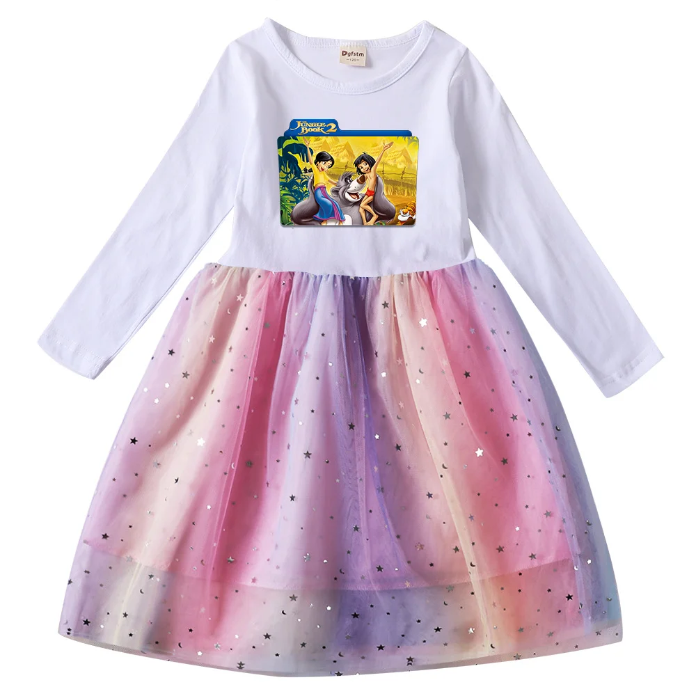 Disney The Jungle Book Girls Toddler Prom Mesh Dresses Bambini Party Clothes Manica Lunga Princess Costume Kids Fall Dresses