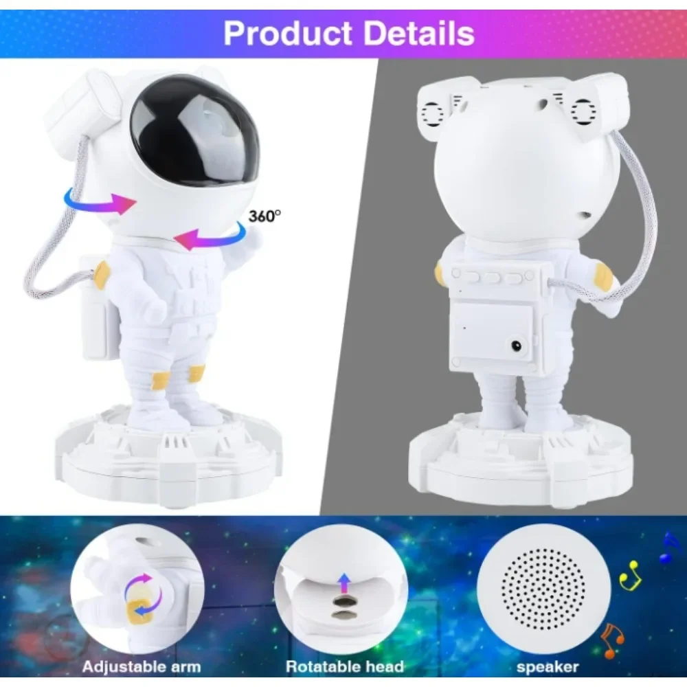 Star Projector Galaxy Night Light - Astronaut Space Projector, Starry Nebula Ceiling LED Lamp with Timer and Remote, Room Decor. 3