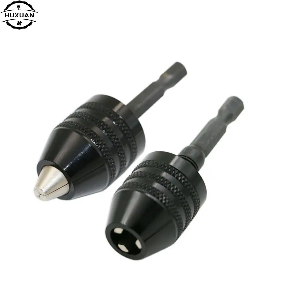 

New Keyless Drill Chuck Screwdriver Impact Driver Adaptor 1/4" 6.35mm Hex Shank Drill Bits Power Tools Black 0.3-6.5mm