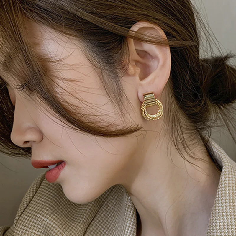 Stud Earrings Retro Metal Multiple Small Circle Stud Earrings Women Korean Jewelry Wedding Party Earrings Jewelry Gift