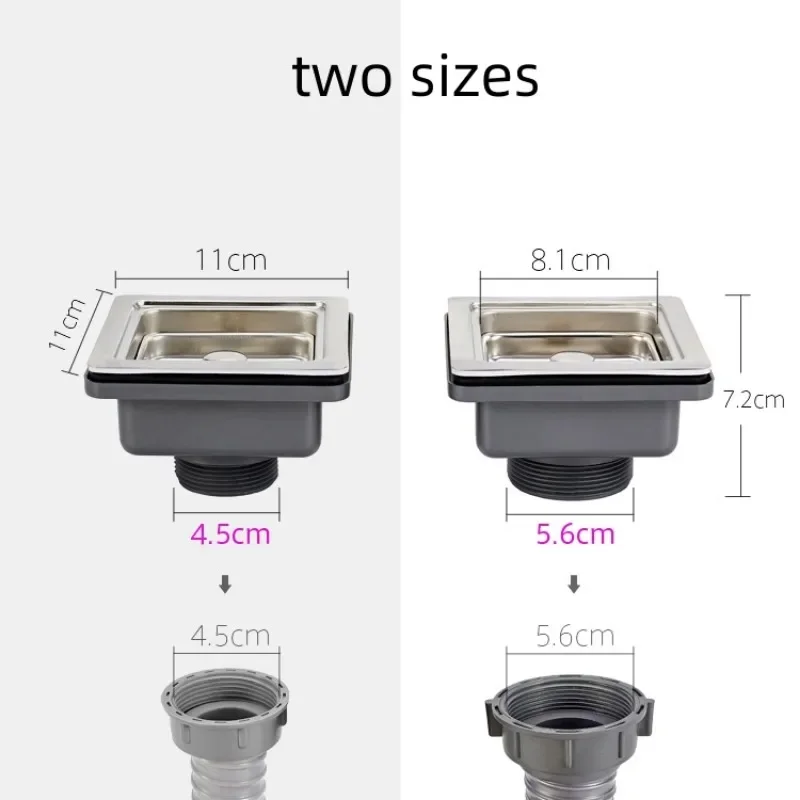 Sink Strainer Stainless Steel Sink Square Drainer Kitchen Drains Strainers Filter Dregs Deodorant Hose Flume with Overflow Kitchen Accessories sink filter,kitchen sink filter,sink strainer,kitchen sink strainer