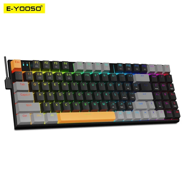 E-YOOO-Z19 USB Teclado mecânico para jogos, 94 teclas, cabo com fio  destacável, computador, laptop, PC, azul, interruptor vermelho - AliExpress