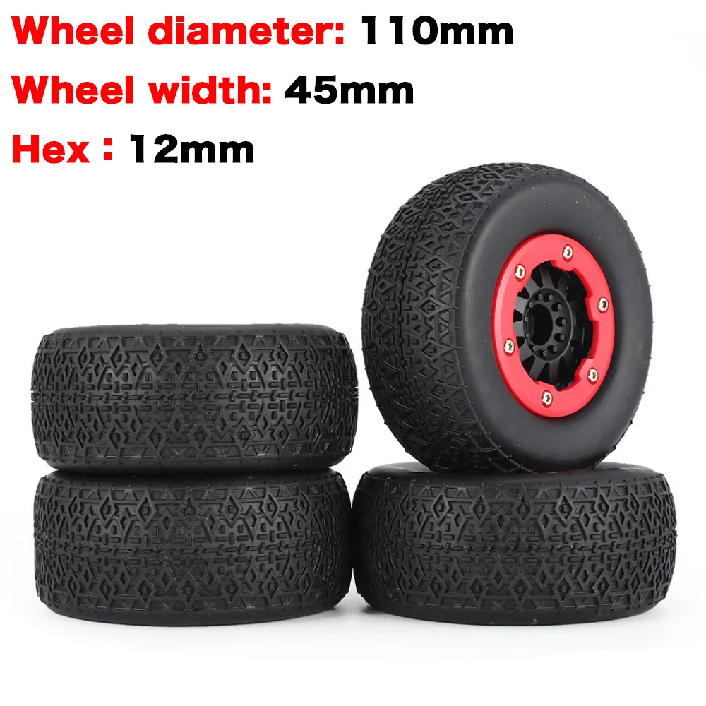 4 Neumáticos De Goma Para Coche RC 1/10 – Con Bujes, Para Crawler Y Todoterreno, Accesorio Resistente Y Fácil De Montar