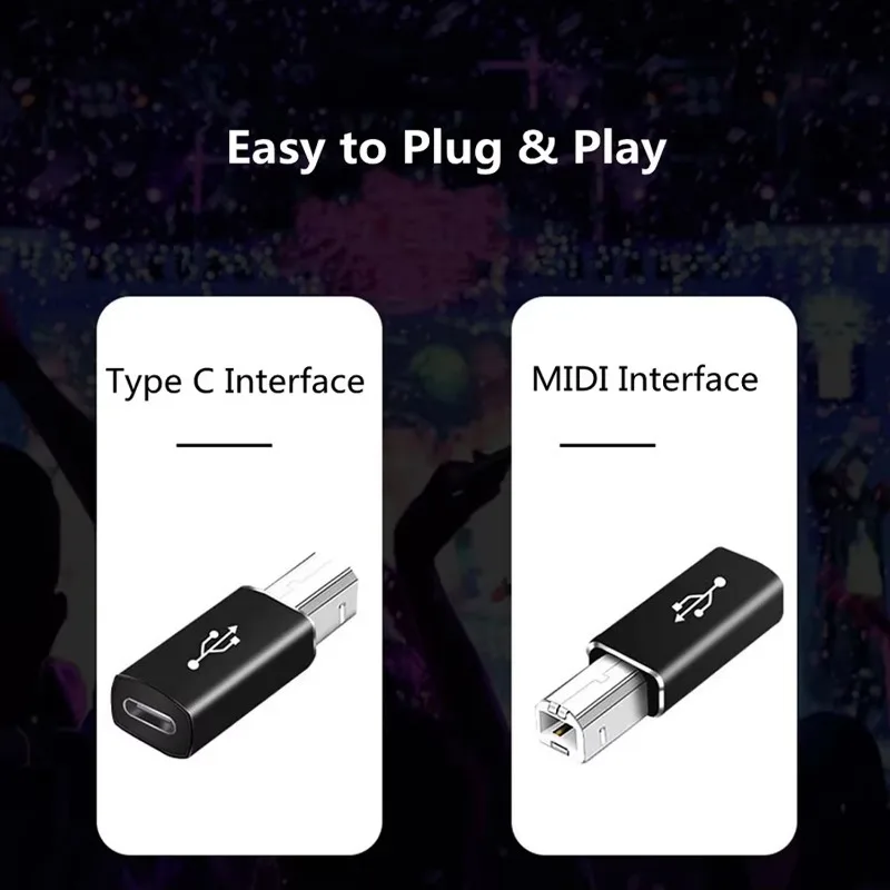 여성 USB C-남성 USB B 어댑터 유형 C-프린터 용 MIDI 변환기 Eectric 피아노 신디사이저 마이크 노트북 어댑터