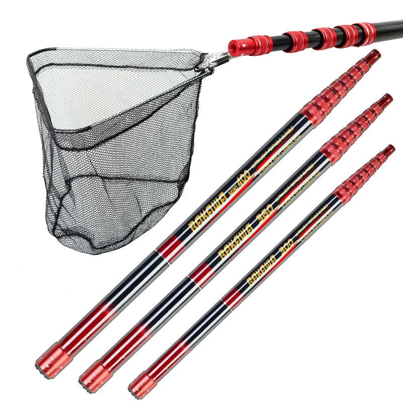 PROXPE Fishing Net Telescoping Foldable Landing Net Pole Lightweight Carp Carbon Fiber Folding Sea Hand Dip Net 3M/4/2.1M Tackle