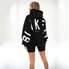 Sleeved Loose Hooded Women's Warm Soft Sweater Pullover for Women's Street Wear 2024  European and American Fashion Printed Top 2
