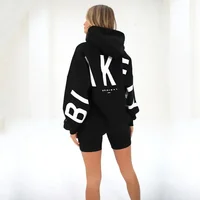 Sleeved Loose Hooded Women's Warm Soft Sweater Pullover for Women's Street Wear 2024  European and American Fashion Printed Top 2