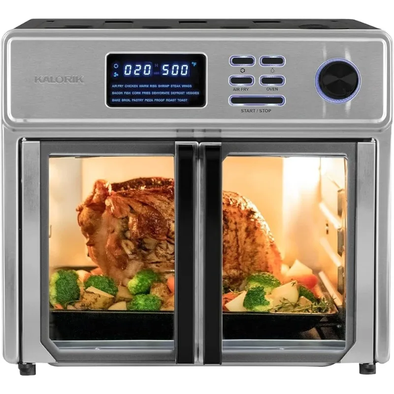 

Kalorik MAXX Complete Digital 26-Quart 10-in-1 Countertop Air Fryer Oven, 15 Deluxe Accessories & 60-Recipe Hardcover Cookbook