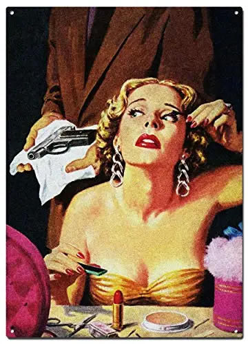 

Suspect and Detective Pulp Metal Tin Signs, Vintage Pulp Cover Girls Poster, Decorative Signs Wall Art Home Decor - 8X12 Inch (