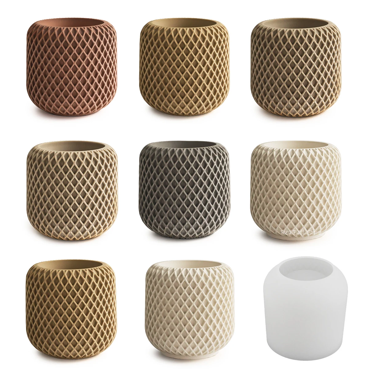 Round Candle Jar Concrete Mold DIY Handmade Storage Box Resin Cement Plaster Pottery Flowerpot Silicone Moulds Home Craft Decor