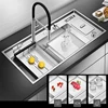 ASRAS Luxury Large Size Step Kitchen Sink SUS 304 Stainless Steel 4mm Thickness Handmade Brushed Step Sinks With Trash Can 2