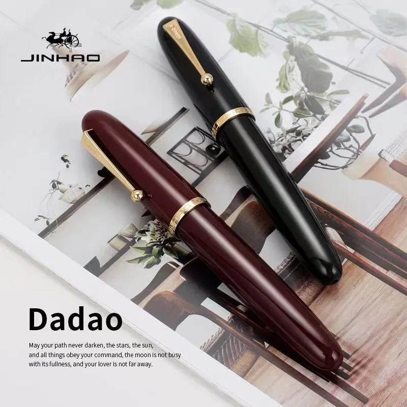 Роскошная перьевая ручка JinHao 9019 Dadao, акриловая прозрачная Вращающаяся ручка, перо 40 мм, канцелярские принадлежности, ручка для офиса