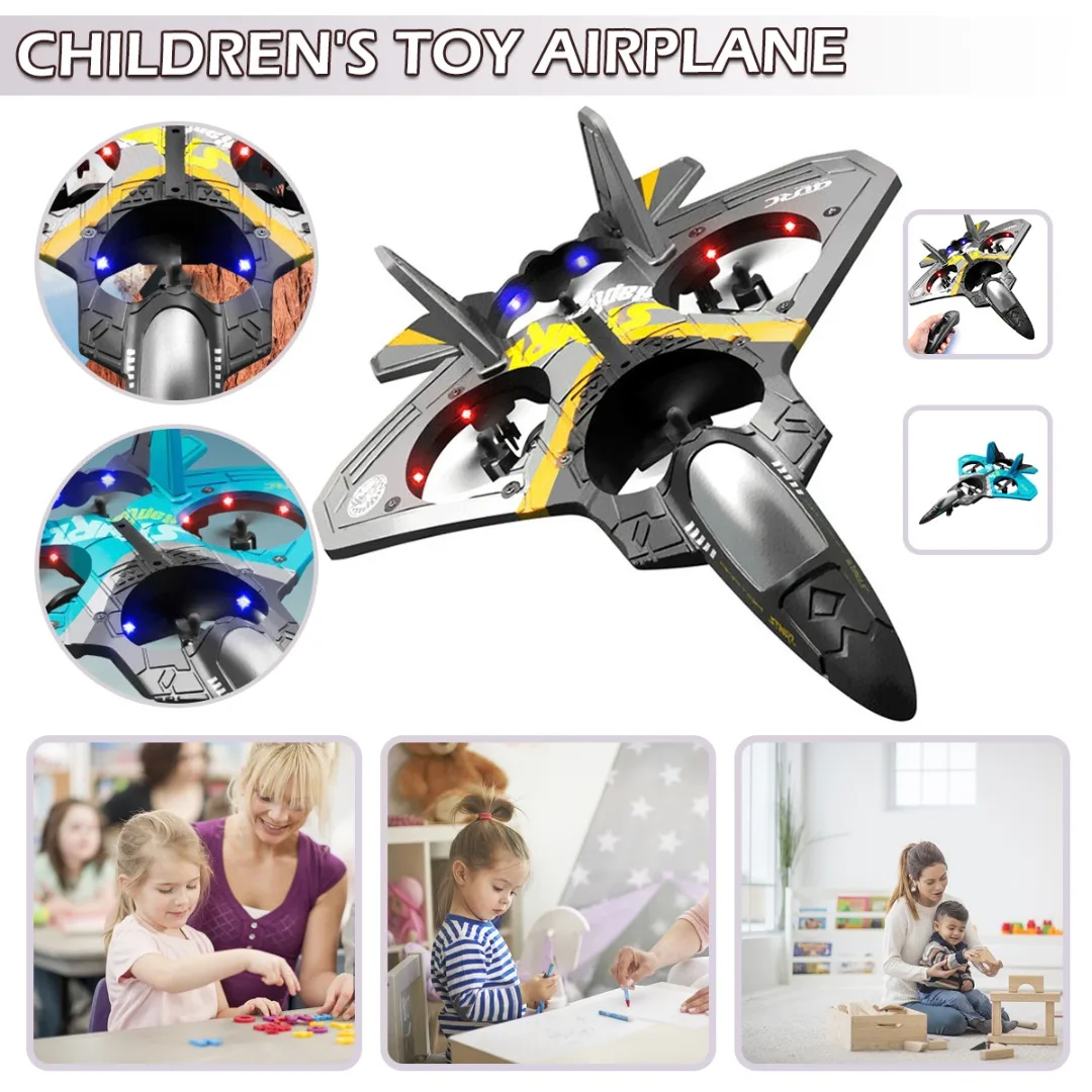 

Remote Control V17 RC Aircraft Plane Toy For Children EPP Foam Airplane Model 2.4G Long-distance Signal Stable blue/silver Color