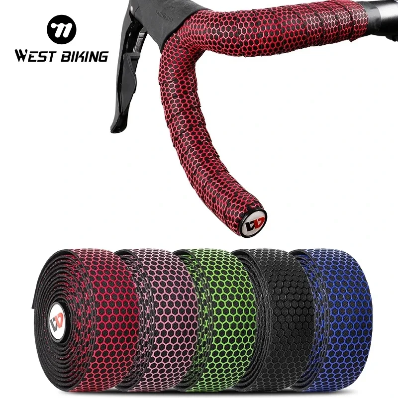 WEST BIKING Bicycle Handlebar Tape Non-slip Silicone EVA Handle Bar Tape Road Bike Fixing Ring Cycling Accessories