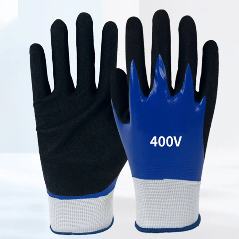 

400V Voltage Resistant Electrician Insulating Glove Blue Color Touch Screen Compatibility Tool Safety Industrial Protection