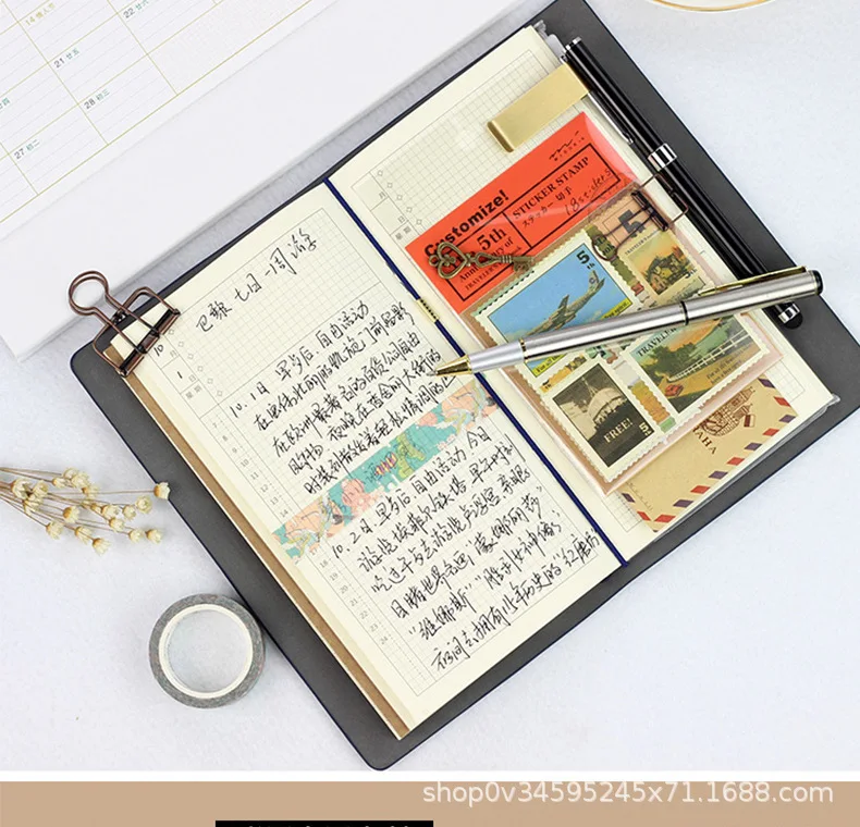 72 Seiten/Buch, A6-Notizbuch, einfaches Ins-Reisehandbuch, Loseblatt-Tagebuch, Retro-Notizblock, Tn-Handbuch-Set – Detail 16
