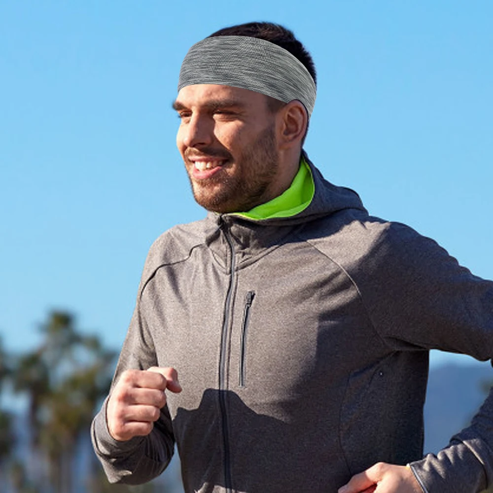 CHARM Diadema deportiva para hombre, paquete de 2 unidades, toalla bandana  que absorbe el sudor, par de ropa activa