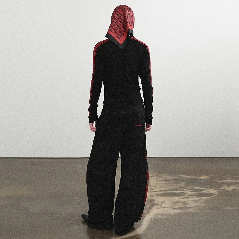 American Retro Hot Girl Loose Casual Pants Women's  Design Sensation Sport Wide Leg Long Trousers Straight Leg Pants