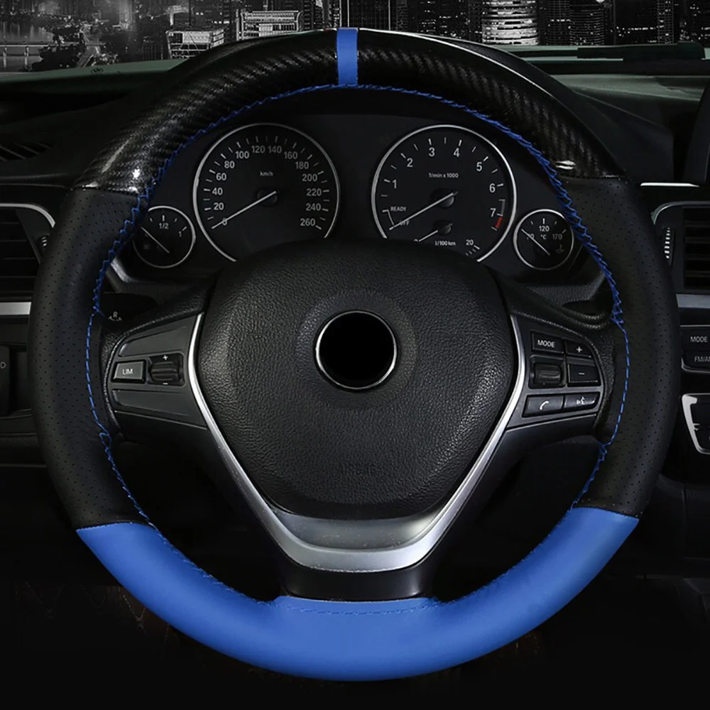 38cm Universal Auto Steeringwheel Cover Crystal Carbon Fiber