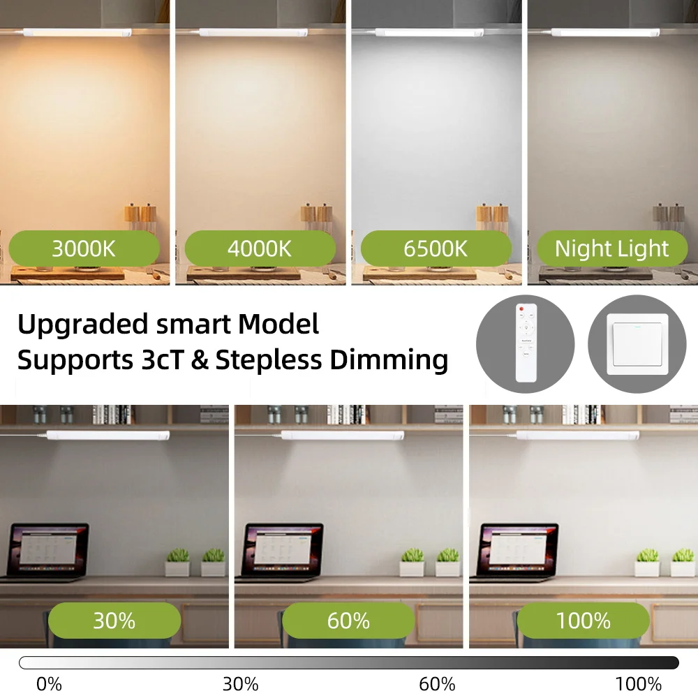 Remote Control Led Cabinet Light Dimming Light Tube Lighting for Kitchen Living Room Reading Lamps Led Wall Closet 50CM Lamp