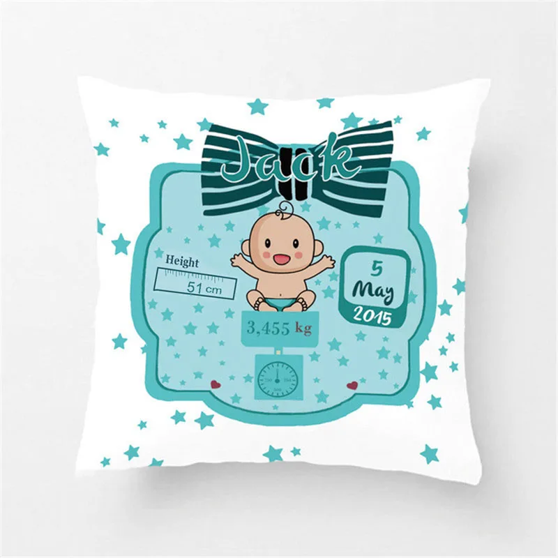 Personalized Baby Birth Pillow Case New Baby Welcome Gift, Decorative Cushion Cover Girl Pillow Case Name Pillowcase