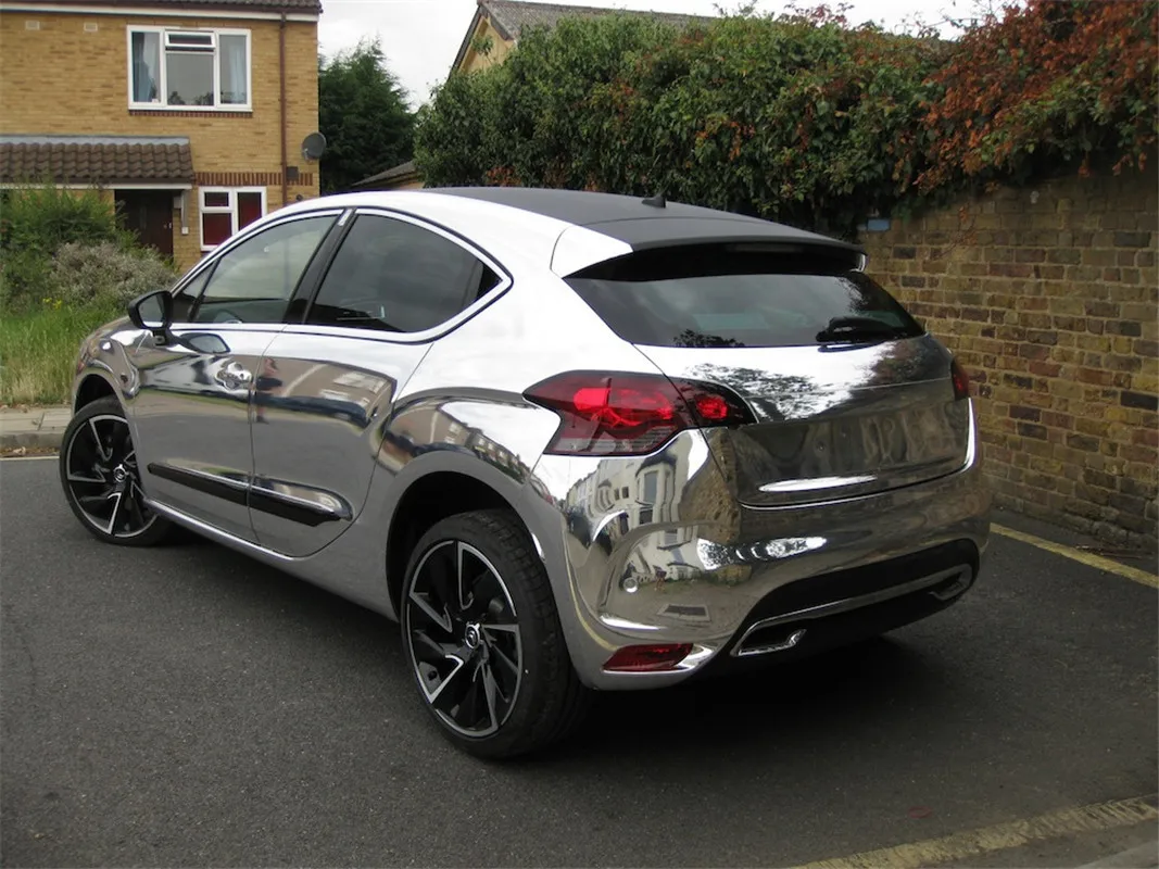 Car Stickers Glossy Silver Chrome Mirror Vinyl Films Air Release For Vehicle Motorcycle Bicycle