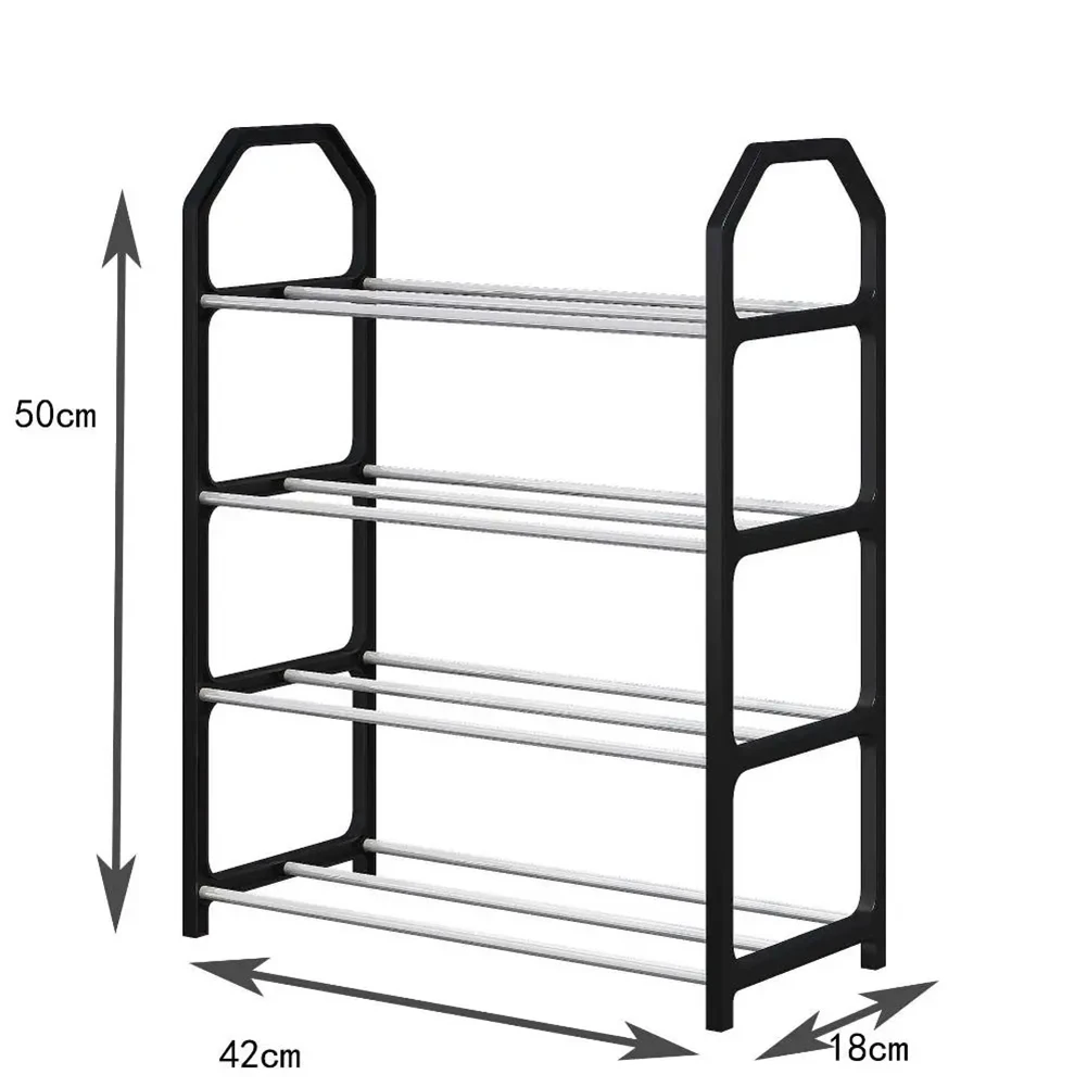 Metal shoe rack 4-Tier Assembled Shoe Stand Trapezoidal Home Shoes Organizer Holder Shoe Shelf for Living Room ﻿