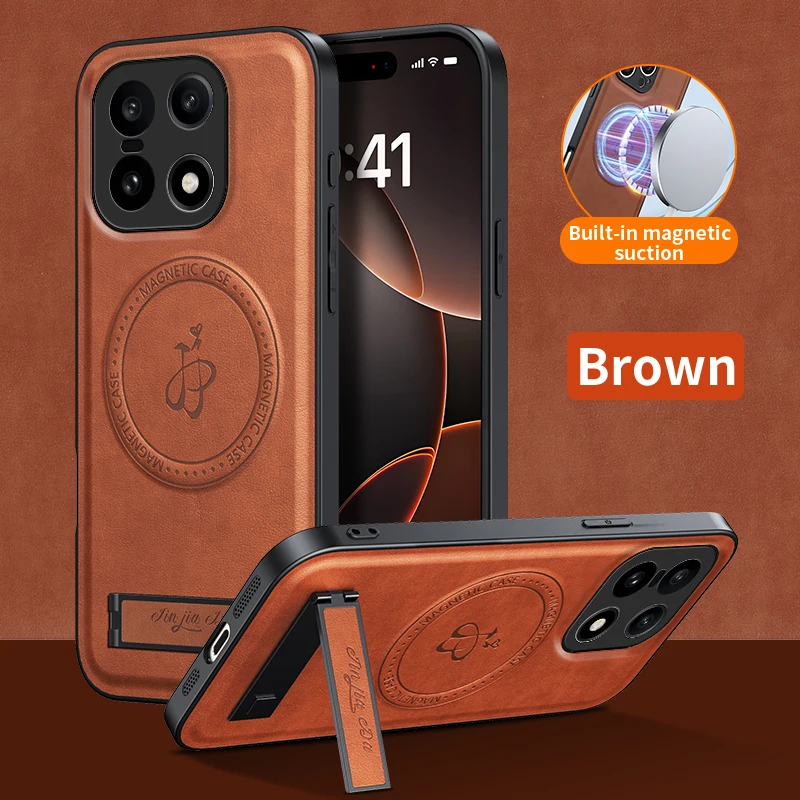 Leather Stand Case with Magnetic Holder and Camera Protector