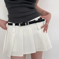 Ceintures à la mode pour femmes, noires, simples et fines, en PU, pour pantalons, jupes, polyvalentes, décontractées pour étudiants 3
