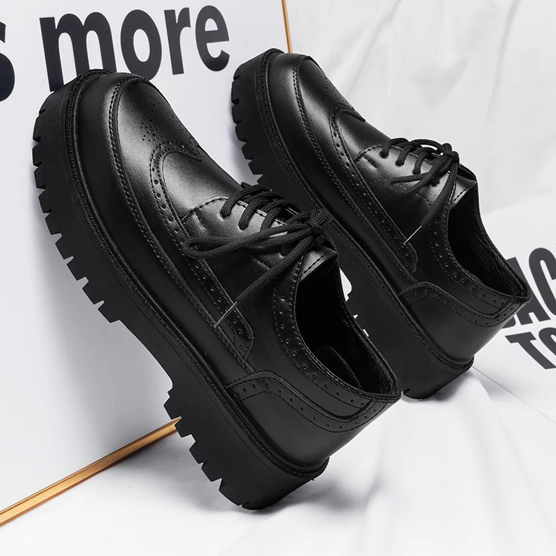 Men's Black Leather Formal Shoes Derby Male Wedding Party Office Business Shoe Man Normal Size