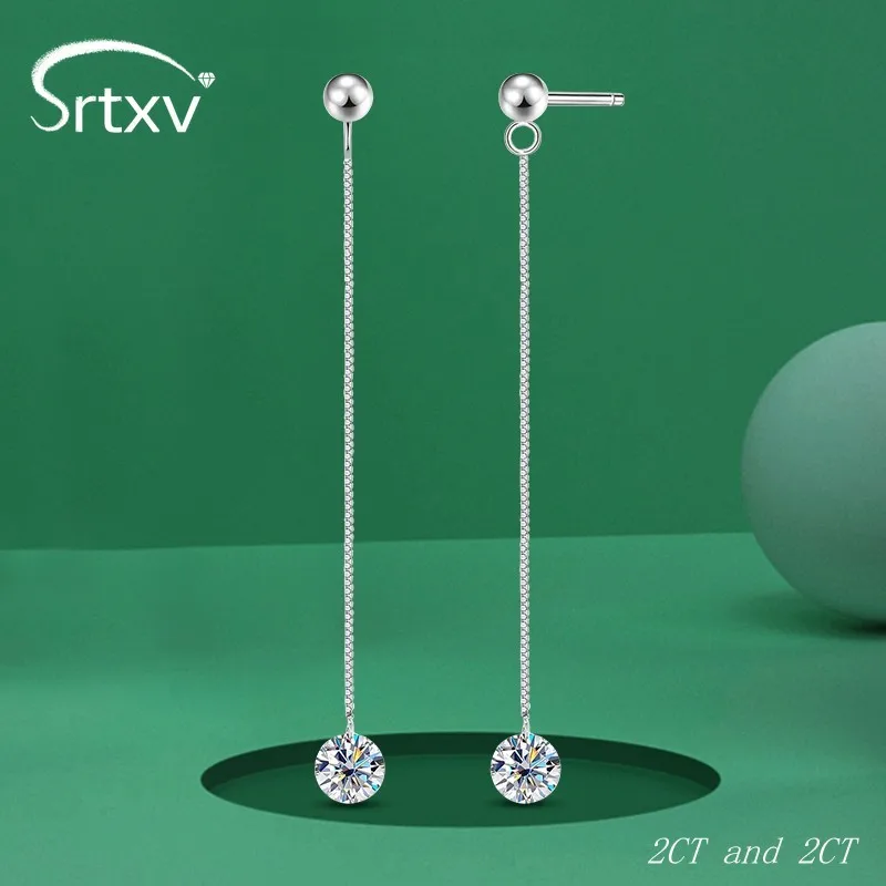 

Sparkling 2CT 8mm Moissanite Drop Earrings For Women S925 Sterling Silver Wedding Diamond Tassels Stud Earring Gifts Jewelry GRA