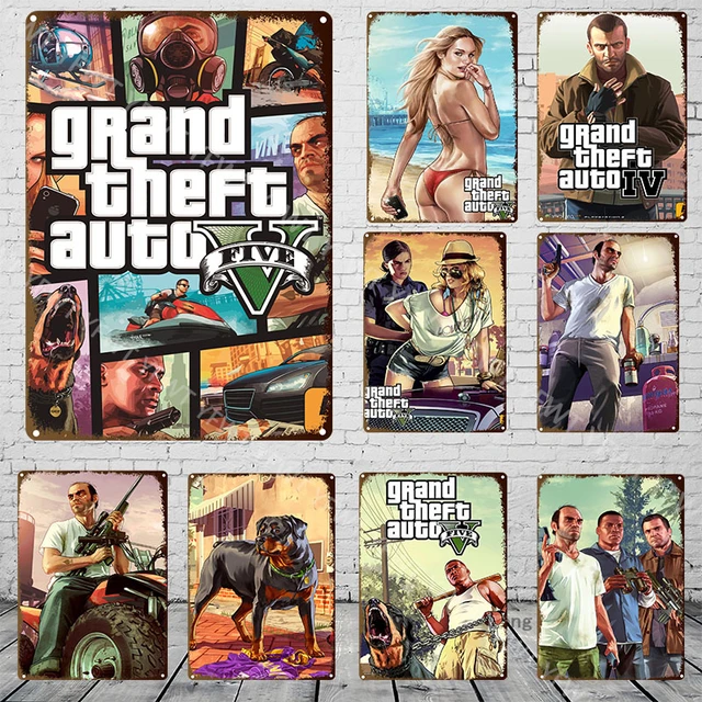 GTA V map Los Santos Game Poster Metal Sign Tin  