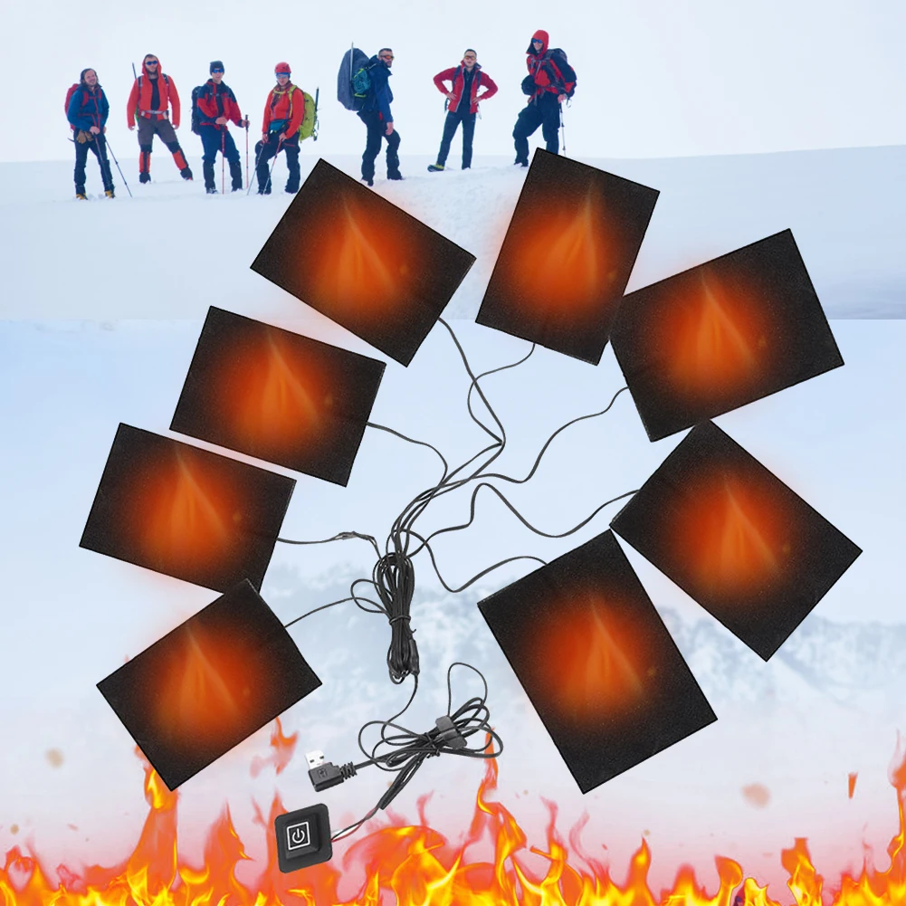 3 Levels Winter Warm Pants Heated Pads USB Heating Pad Outdoor Camping Thermal Electric Heating Vest Pad for DIY Heated Clothing