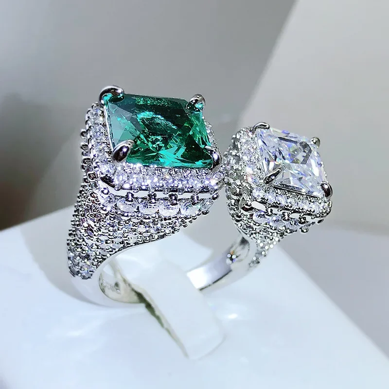 

100% 925 Sterling Silver Emerald Ring Women Anillos De Origin Emerald Gemstone Anillos De Wedding Bands Ring Female Bizuteria