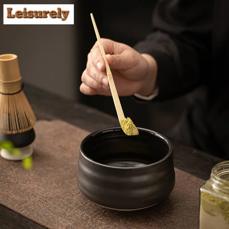 4PC Japanese Matcha Set Portable Ceramic Tea Kit Cute Cat Handmade Matcha Bowl Bamboo Whisks Brush Spoon Kitchen Gadget Gift Set