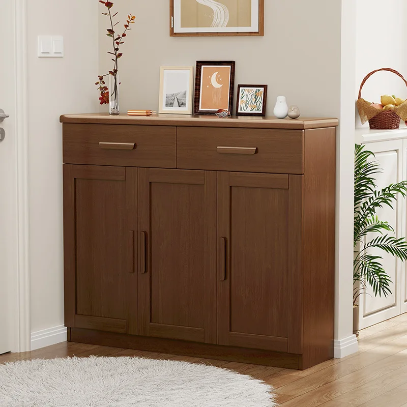 Nordic solid wood shoe cabinet light luxury simple two three four door entrance door wall cabinet living room partition entrance