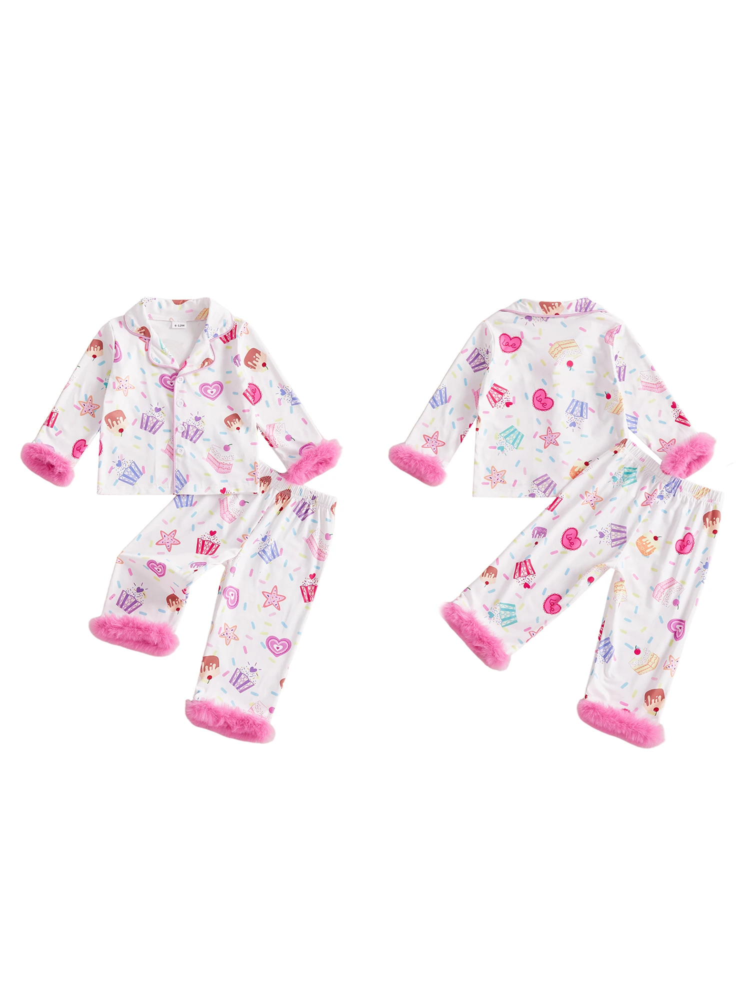Girls Unicorn Pajamas Set Rainbow Print Long Sleeve Tops with Elastic Waist Pants Sleepwear for Birthday Kids