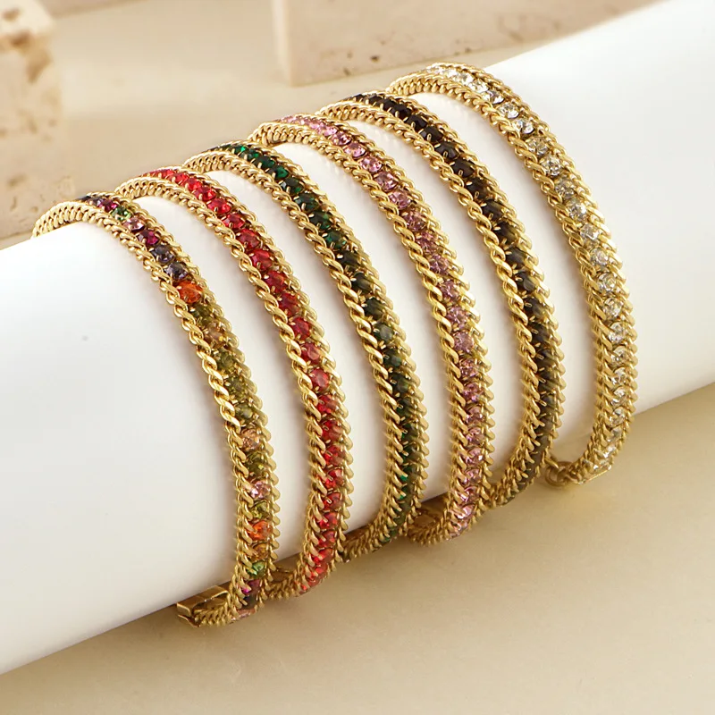 Bracciale in metallo in acciaio inossidabile placcato oro 18 carati