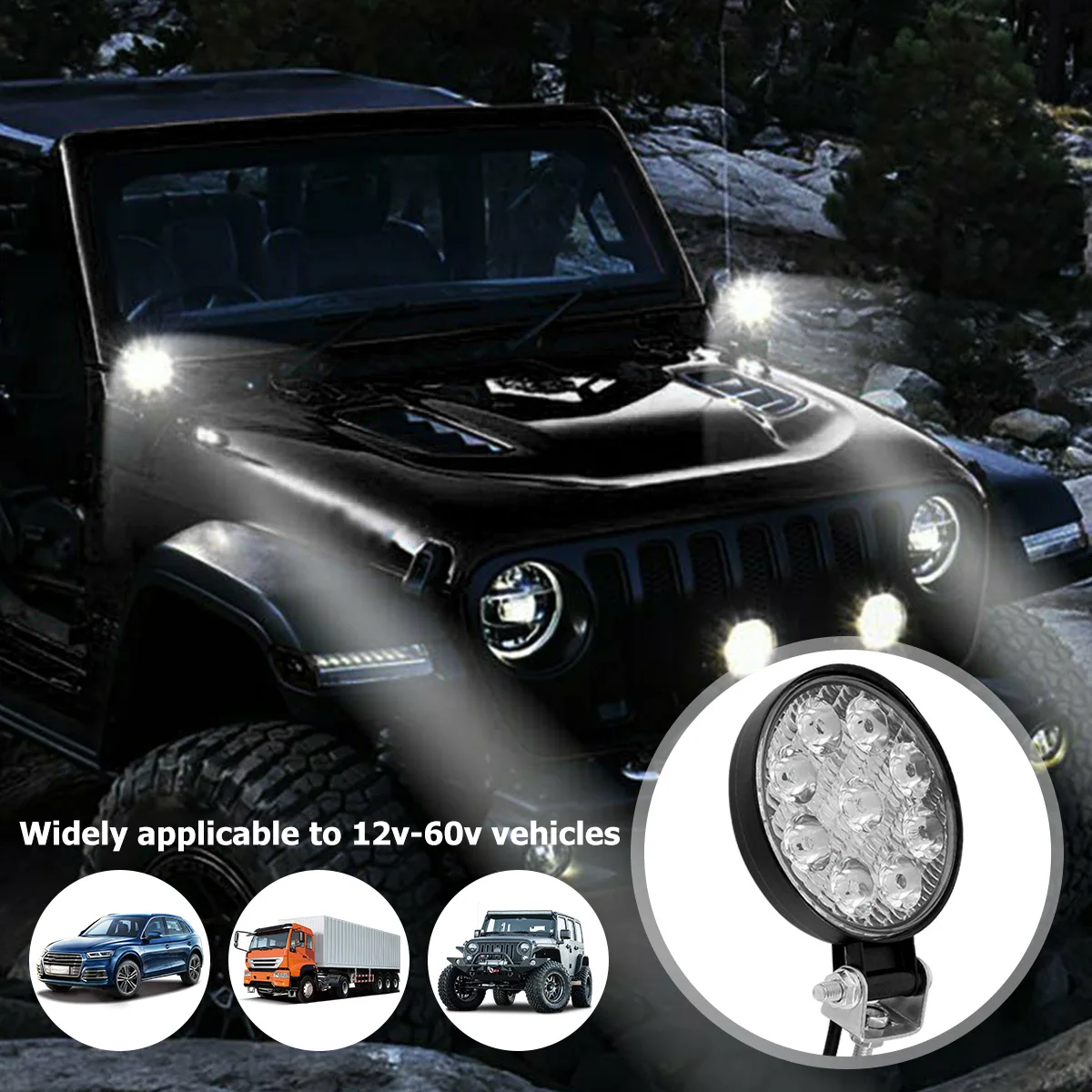 Waterproof LED Work Light 480W Round Headlamp for Offroad SUV Truck