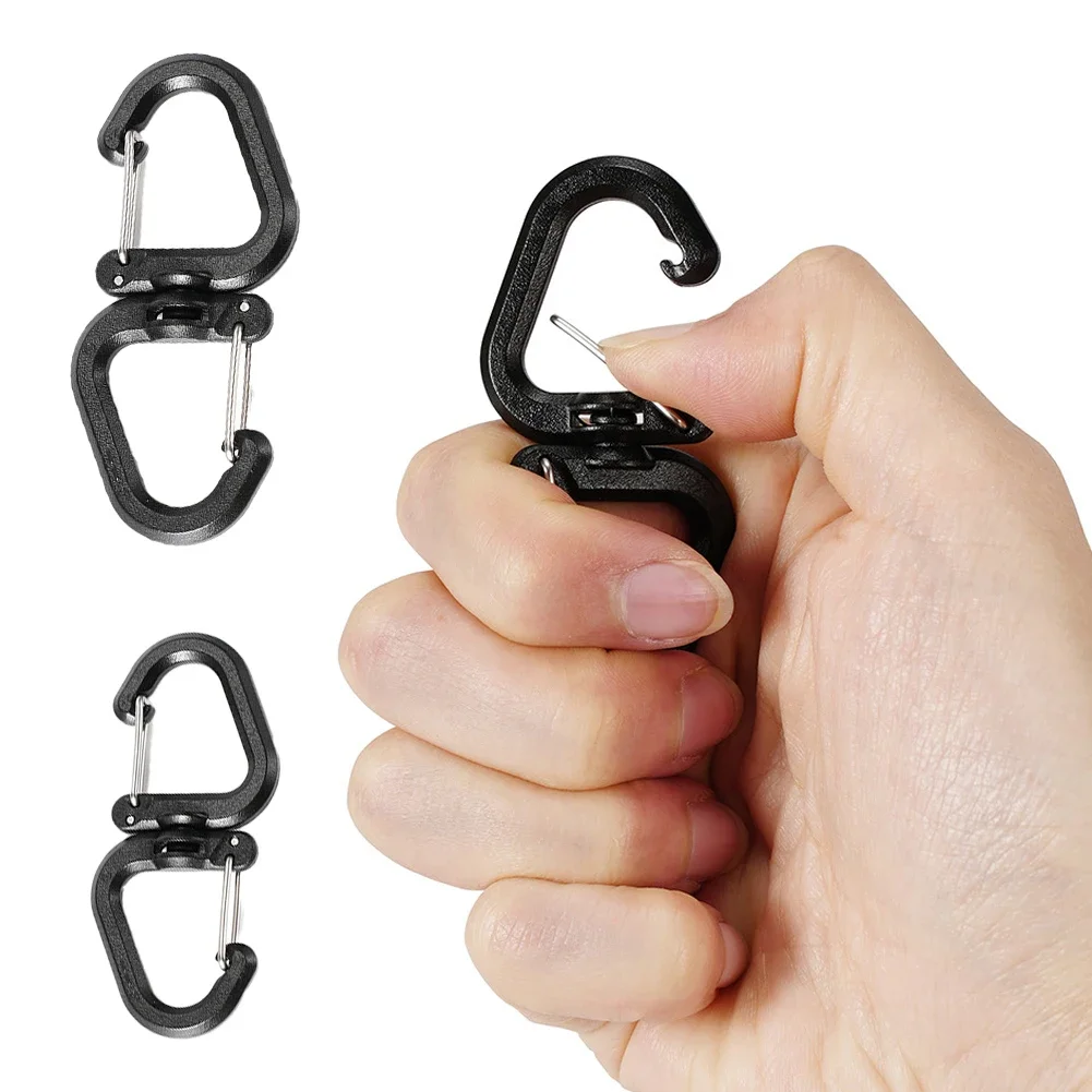 360 Degree Double Carabiner Keychain Keychain Locking Hooks Portable S Chain Hooks Multi-Use Backpack Keychain Carabiner