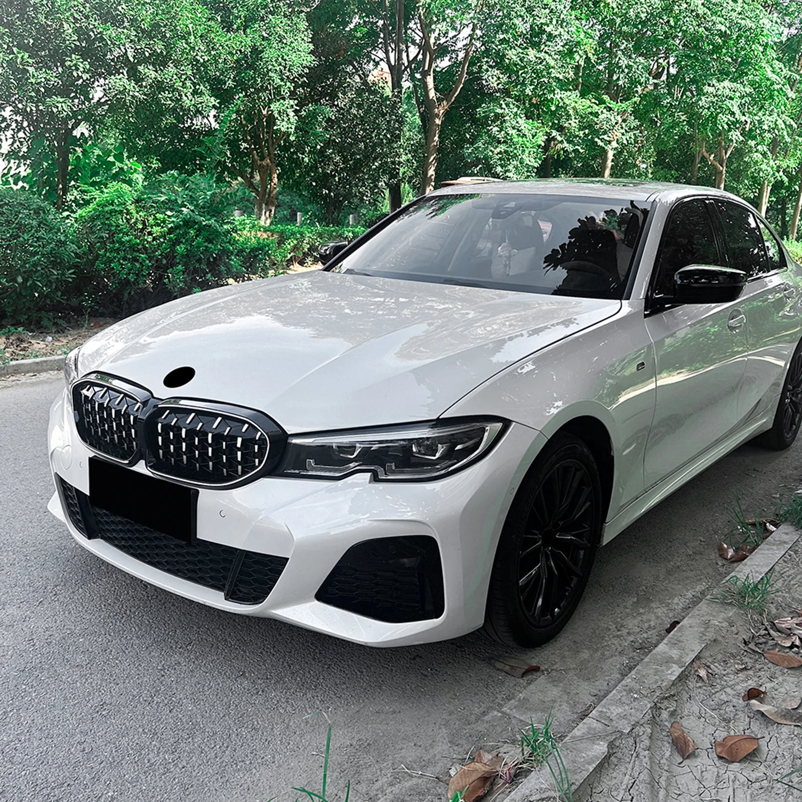 BMW 3 시리즈 G20 G21 G28 2019-2022 프론트 그릴 레이싱 그릴 상단 범퍼 후드 메쉬 그리드 LED 램프 라이트 스트립 포함