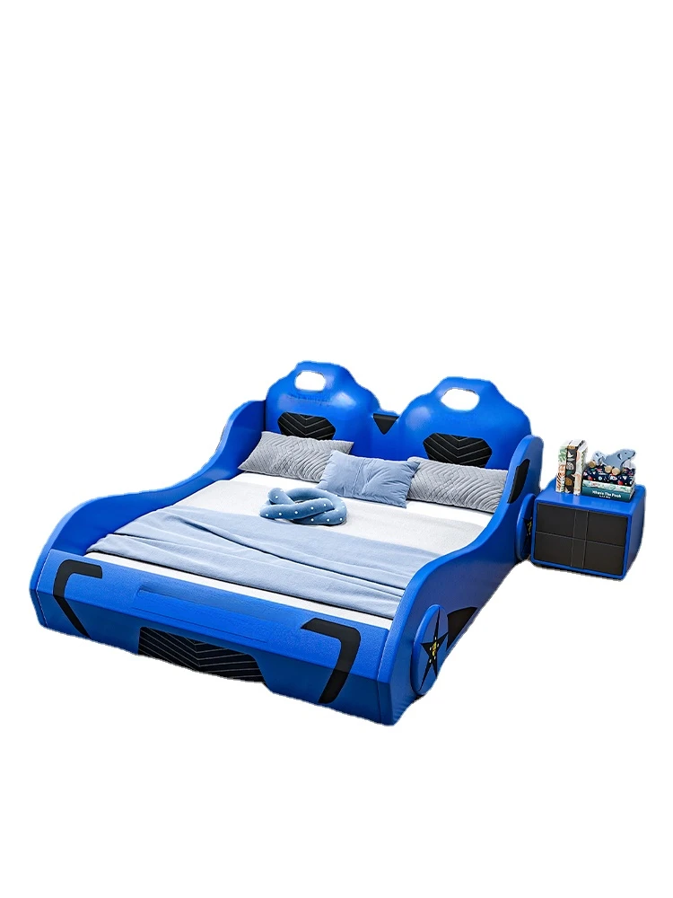 

Автомобильная кровать из массива дерева с поручнем односпальная кровать для мальчика спортивный автомобиль мультяшный гоночный автомобиль