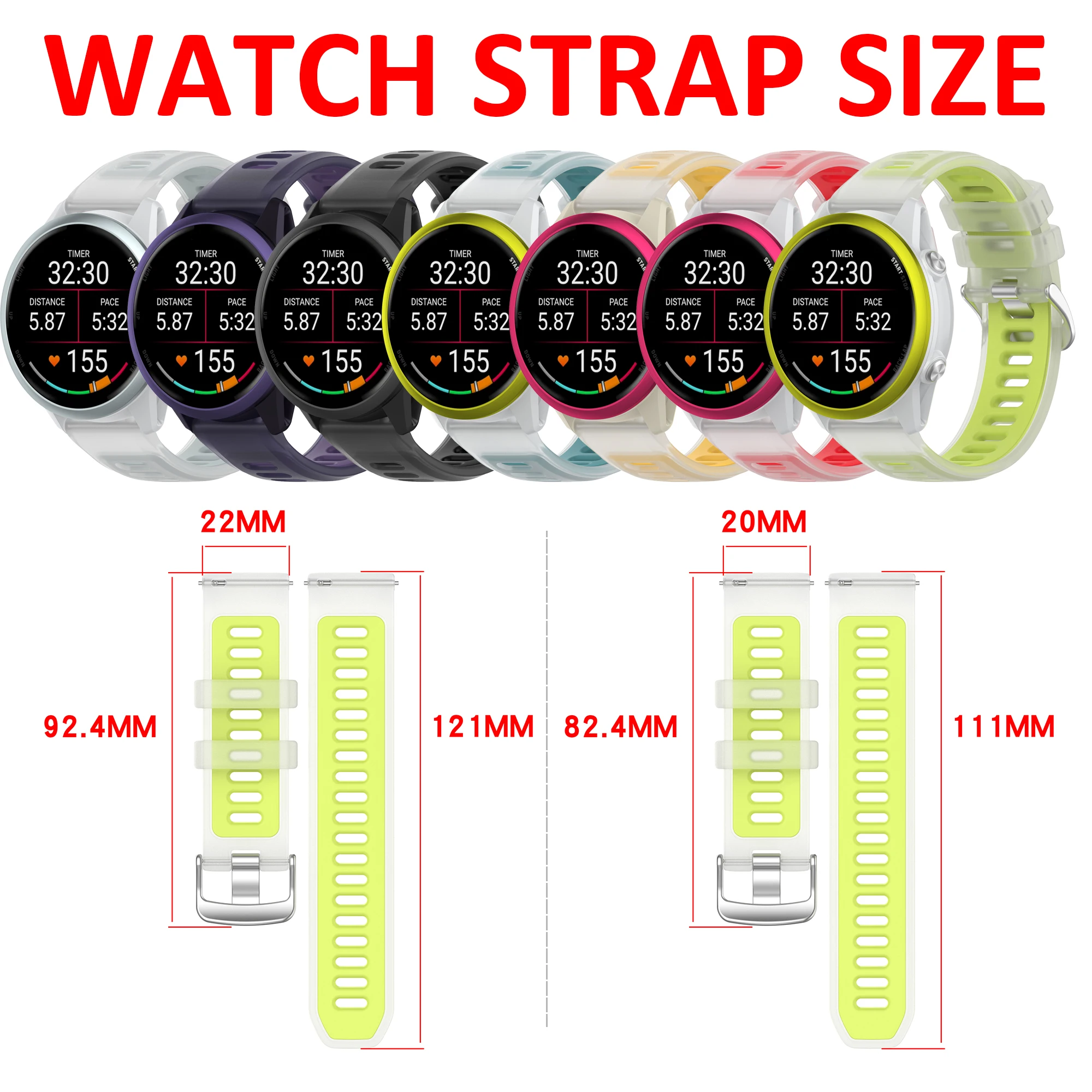 Universal Silicone Watch Band - 20mm/22mm Adjustable Strap