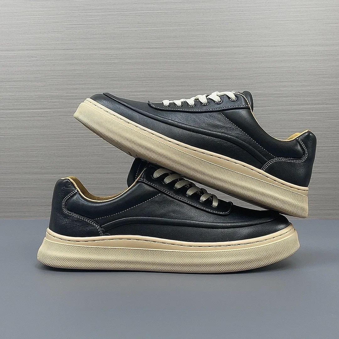 

New Men's Genuine Leather Sneakers 2023 Spring and Autumn Casual and Versatile Low-top Lace-up Luxury Designer Sneakers